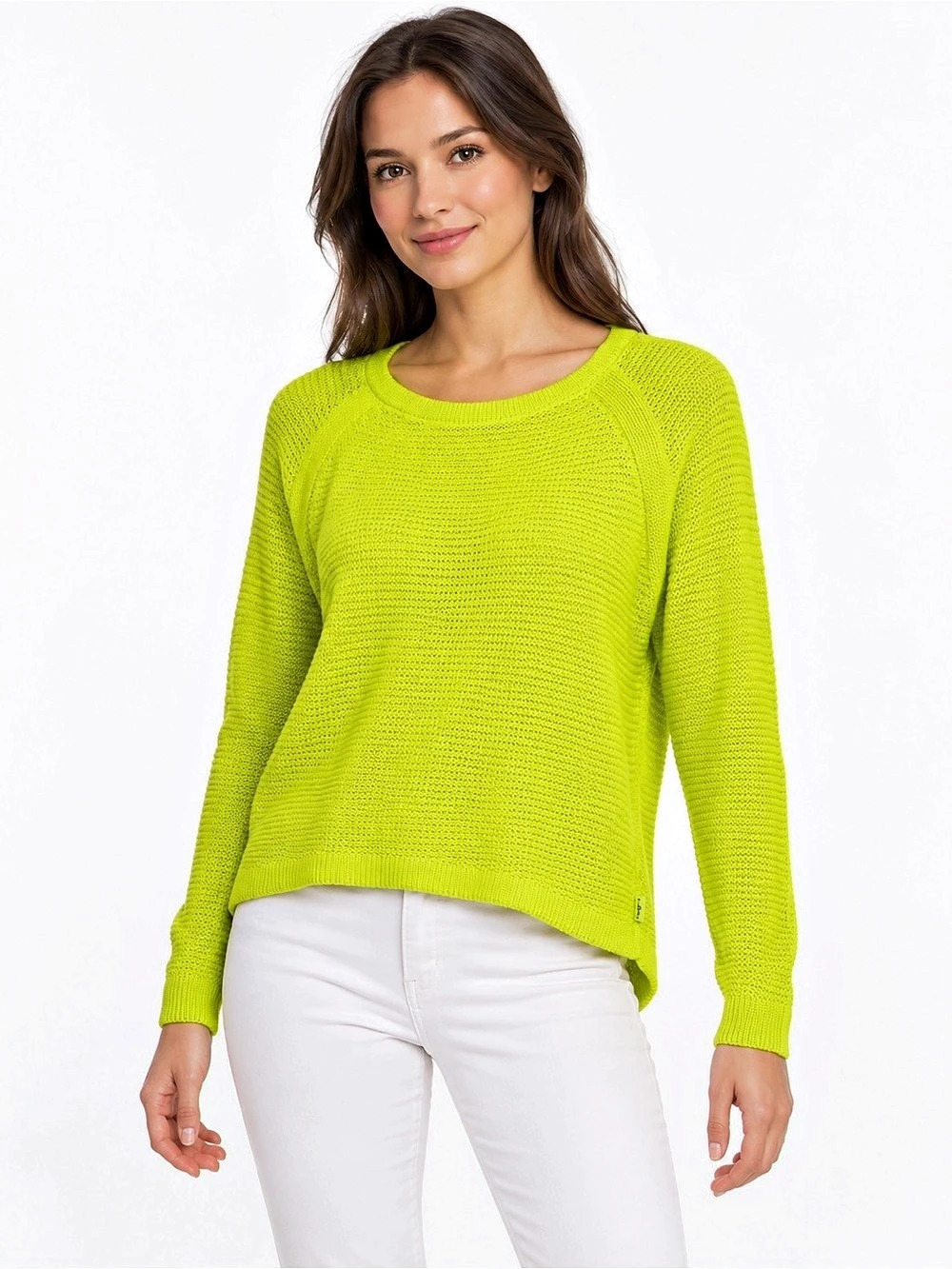 Lauren Ralph Lauren Cotton Open-Knit Scoopneck Sweater Green size  Small